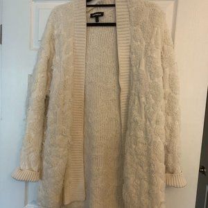 Express fluffy cheetah knit cardigan